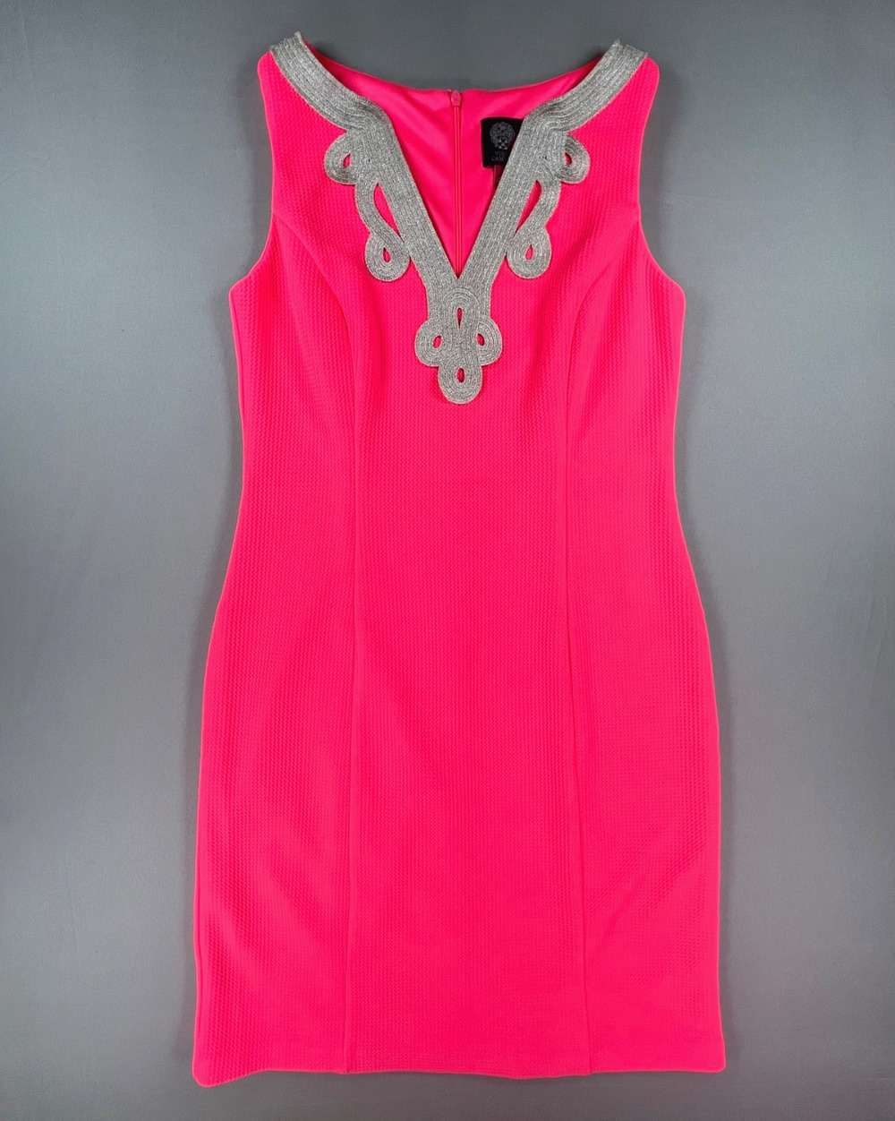 Vince Camuto Preppy Neon Pink & Gold Sleeveless Shift Dress (Size 4) - MSRP $118
